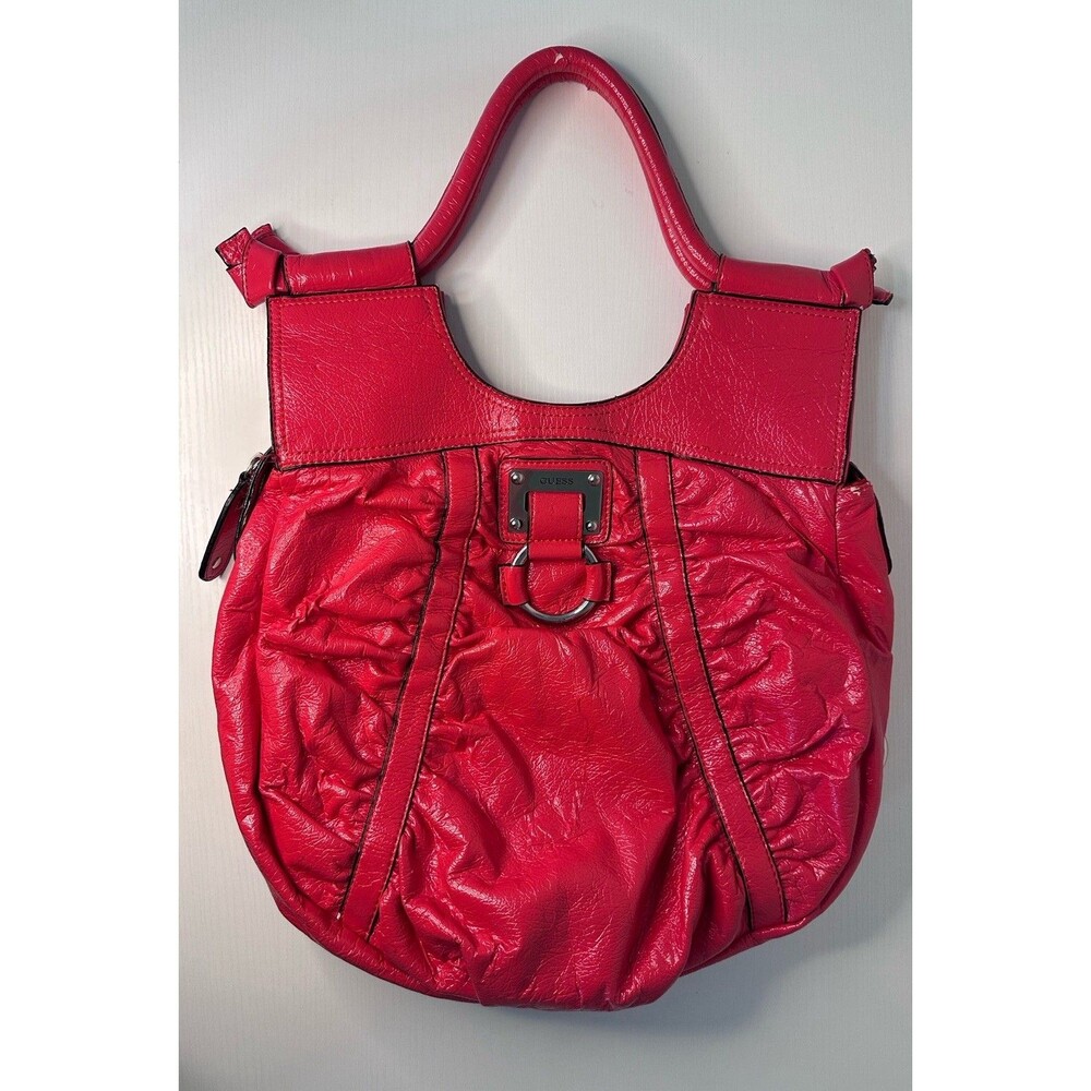 GUESS Red Ruched Shoulder Bag Large